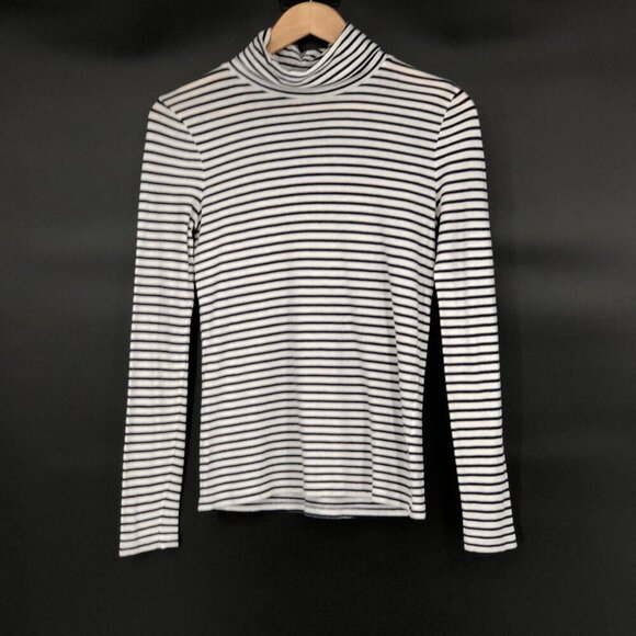 J.Crew Tops - J.Crew Womens Striped Tissue Turtleneck Top XS Navy White Cotton Nautical Preppy